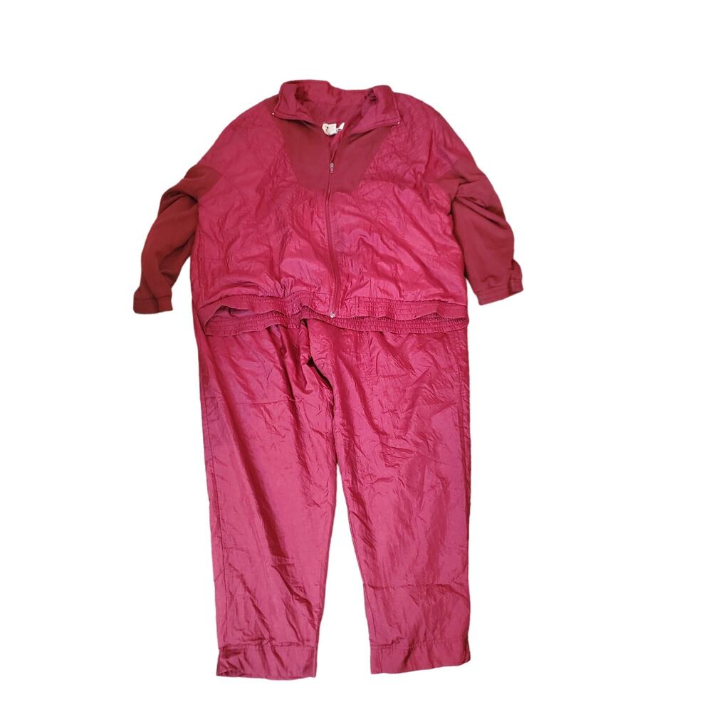 Lady Lavon Two Piece Burgundy Windbreaker Set, 3X